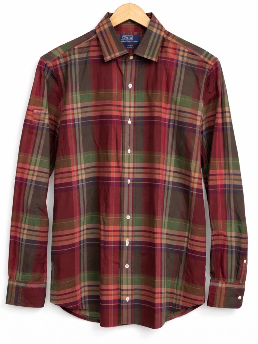 Ralph Lauren Red and Green Plaid Button-Down Shirt